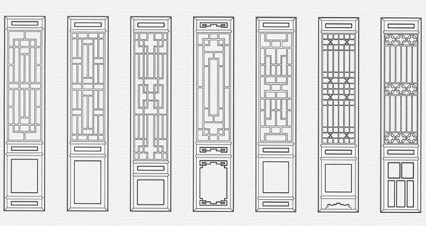 平南常用中式仿古花窗图案隔断设计图